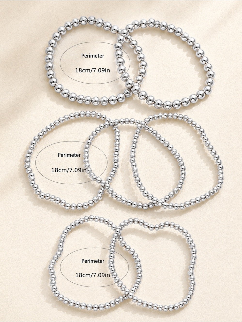 7-Piece Gold or Silver Beaded Stretch Stackable Bracelet Set — Boho Vibes NWT - Picture 7 of 9